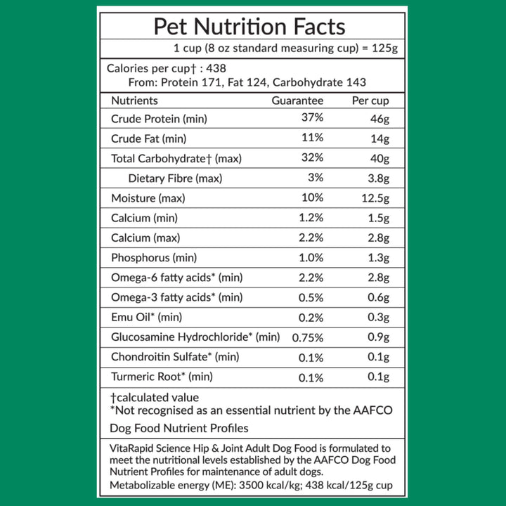 4 x 100g VitaRapid Science Hip & Joint Adult Dog Food SAMPLES