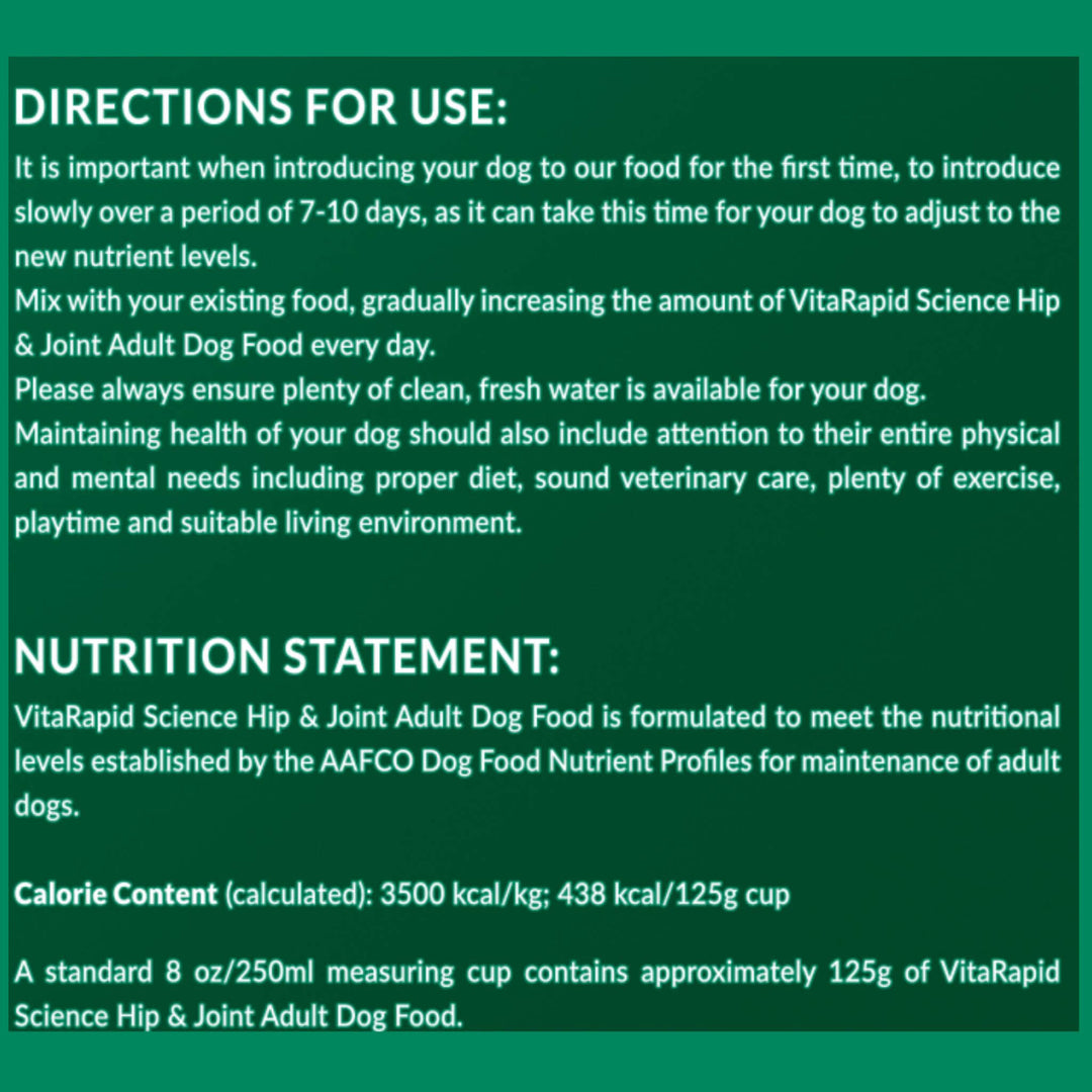 4 x 100g VitaRapid Science Hip & Joint Adult Dog Food SAMPLES