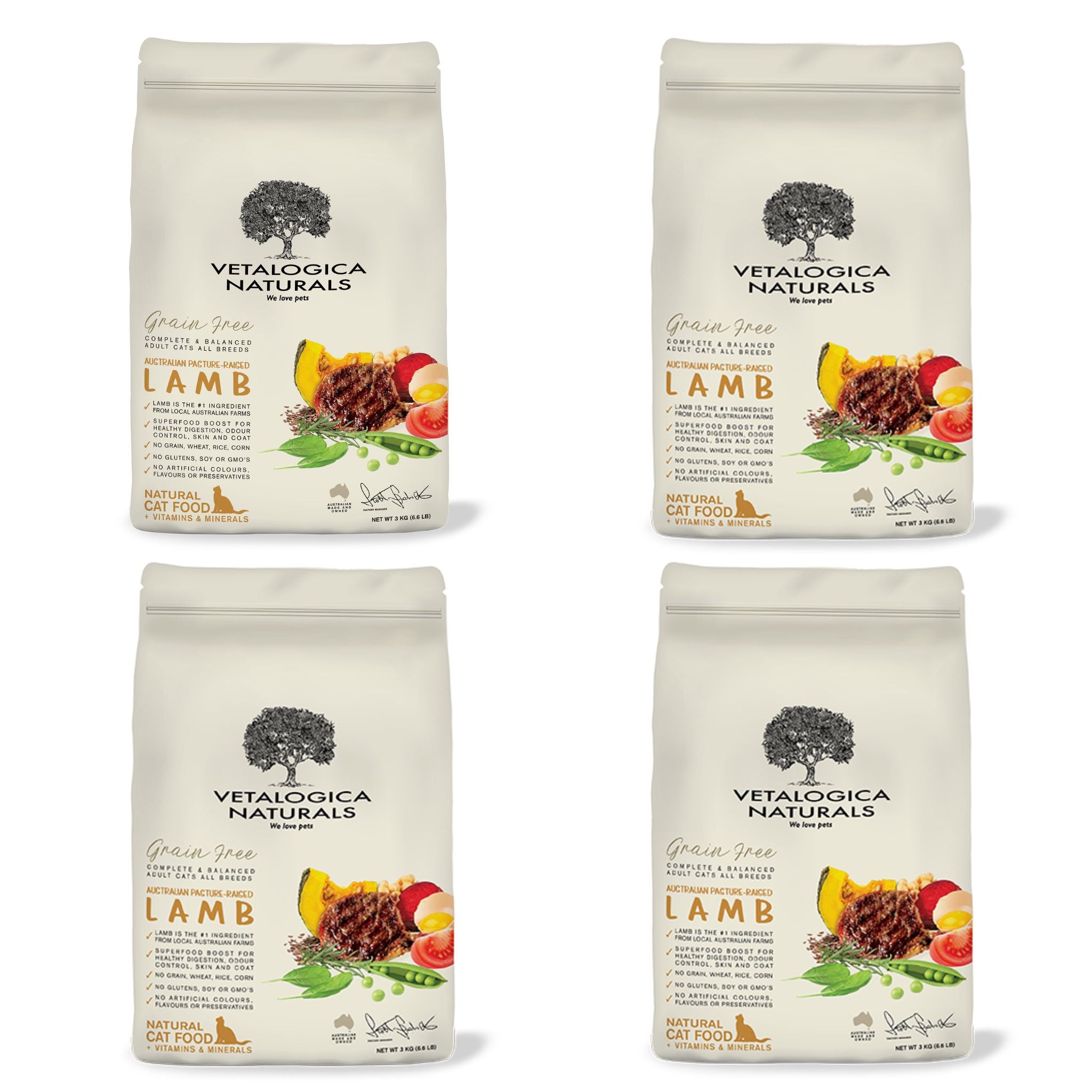 4 x 100g Vetalogica Naturals Grain Free Lamb Adult Cat Food